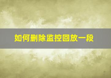 如何删除监控回放一段