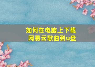 如何在电脑上下载网易云歌曲到u盘