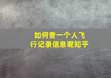 如何查一个人飞行记录信息呢知乎