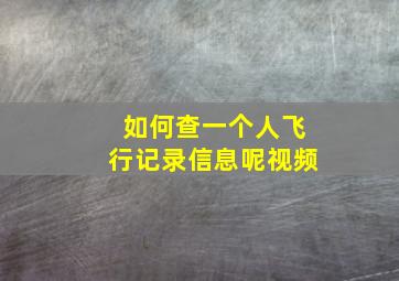 如何查一个人飞行记录信息呢视频