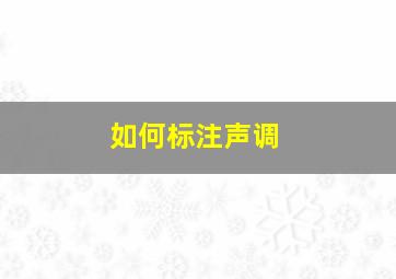 如何标注声调