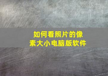 如何看照片的像素大小电脑版软件