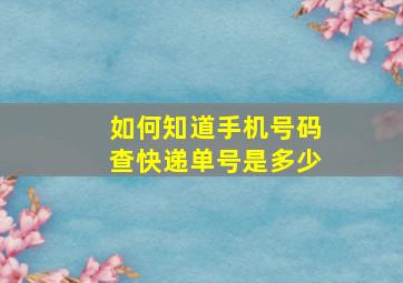 如何知道手机号码查快递单号是多少