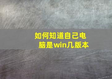 如何知道自己电脑是win几版本