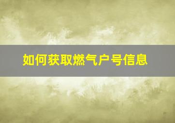 如何获取燃气户号信息