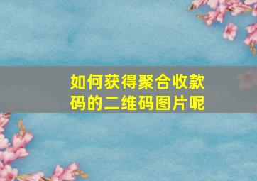 如何获得聚合收款码的二维码图片呢