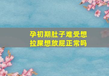 孕初期肚子难受想拉屎想放屁正常吗