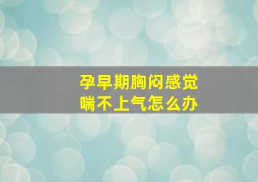 孕早期胸闷感觉喘不上气怎么办