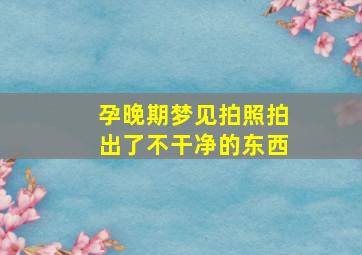 孕晚期梦见拍照拍出了不干净的东西