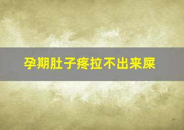 孕期肚子疼拉不出来屎