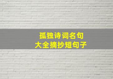 孤独诗词名句大全摘抄短句子