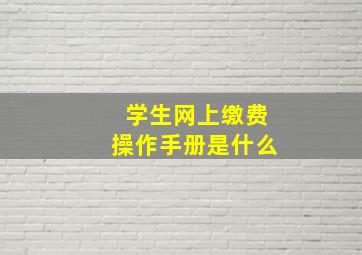 学生网上缴费操作手册是什么