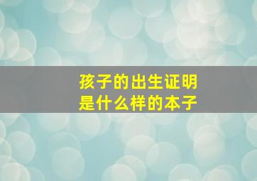 孩子的出生证明是什么样的本子