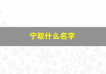 宁取什么名字