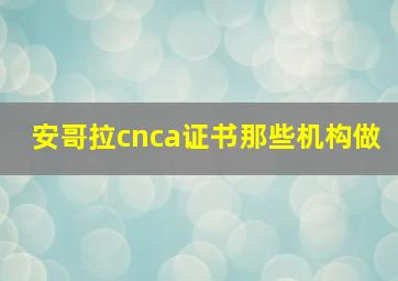 安哥拉cnca证书那些机构做