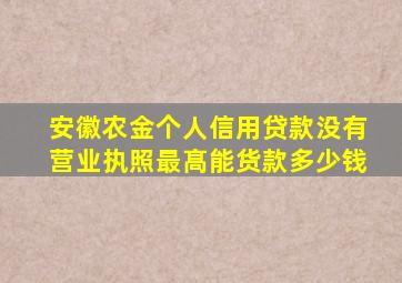 安徽农金个人信用贷款没有营业执照最髙能货款多少钱