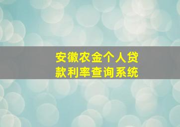 安徽农金个人贷款利率查询系统