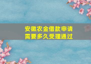 安徽农金借款申请需要多久受理通过