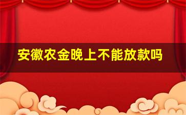 安徽农金晚上不能放款吗