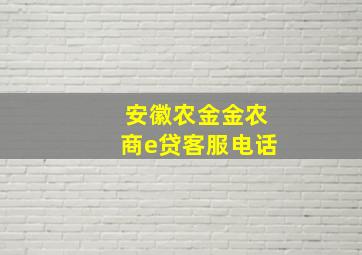 安徽农金金农商e贷客服电话