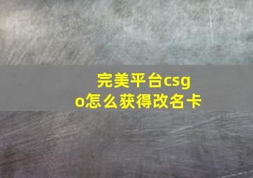 完美平台csgo怎么获得改名卡