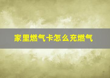 家里燃气卡怎么充燃气