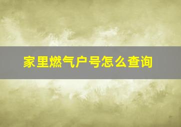 家里燃气户号怎么查询