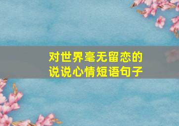 对世界毫无留恋的说说心情短语句子