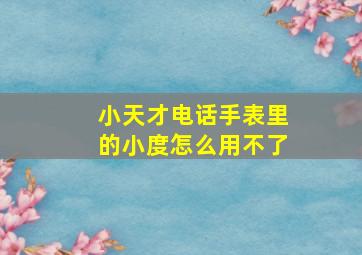 小天才电话手表里的小度怎么用不了