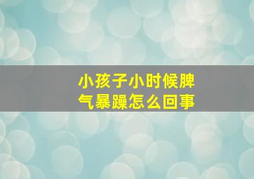 小孩子小时候脾气暴躁怎么回事