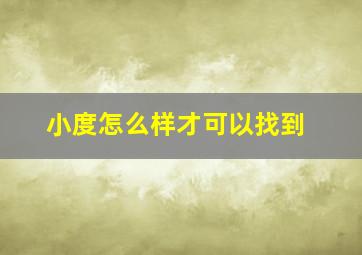 小度怎么样才可以找到