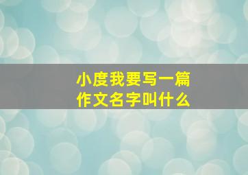 小度我要写一篇作文名字叫什么