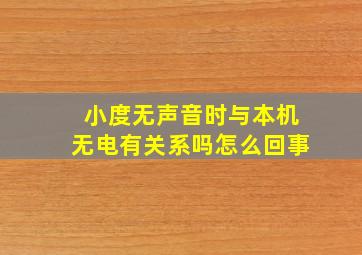 小度无声音时与本机无电有关系吗怎么回事