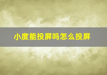 小度能投屏吗怎么投屏