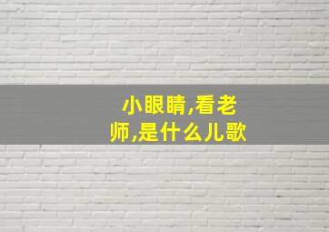 小眼睛,看老师,是什么儿歌