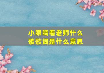 小眼睛看老师什么歌歌词是什么意思