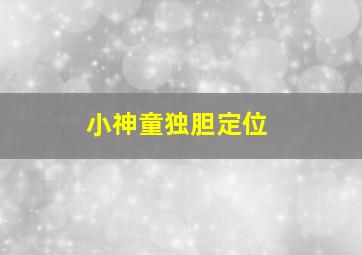 小神童独胆定位