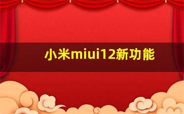 小米miui12新功能