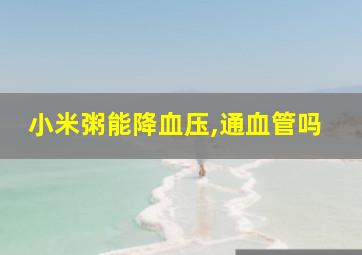 小米粥能降血压,通血管吗