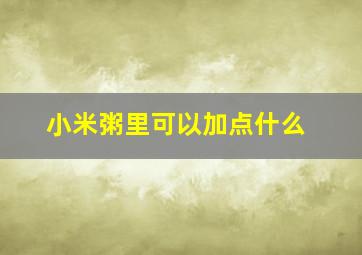 小米粥里可以加点什么