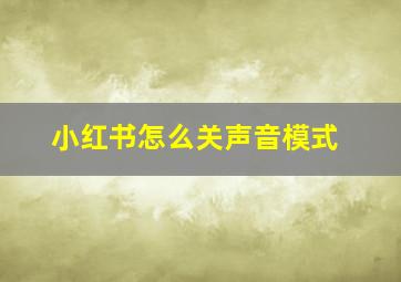 小红书怎么关声音模式