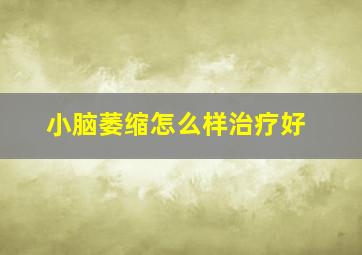 小脑萎缩怎么样治疗好