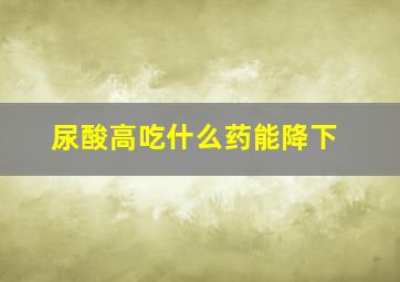 尿酸高吃什么药能降下