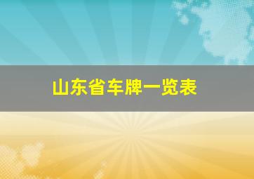 山东省车牌一览表