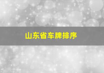 山东省车牌排序