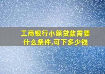 工商银行小额贷款需要什么条件,可下多少钱