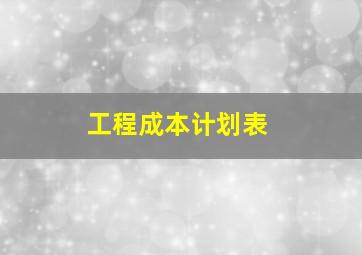 工程成本计划表