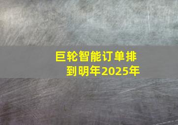 巨轮智能订单排到明年2025年