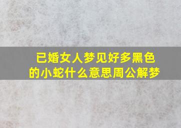 已婚女人梦见好多黑色的小蛇什么意思周公解梦