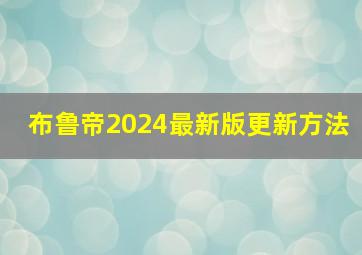 布鲁帝2024最新版更新方法